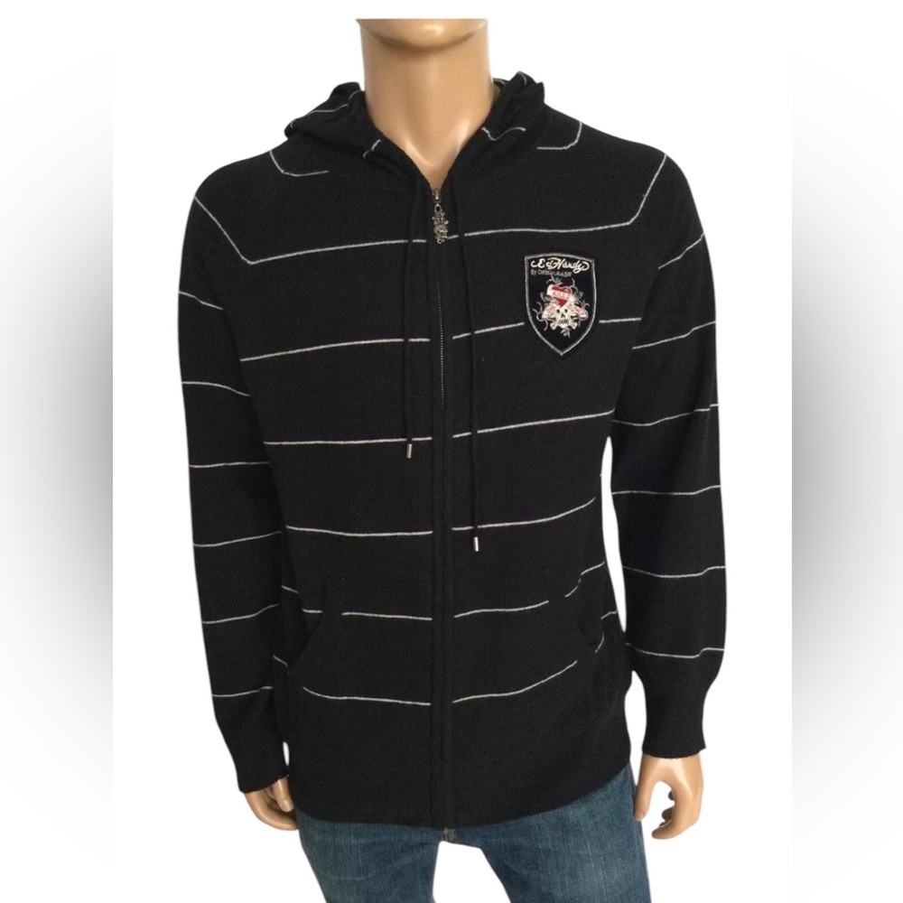 NWT Ed Hardy By Christian Audigier Wool Blend Zip Sweater Cardigan. Size XXL